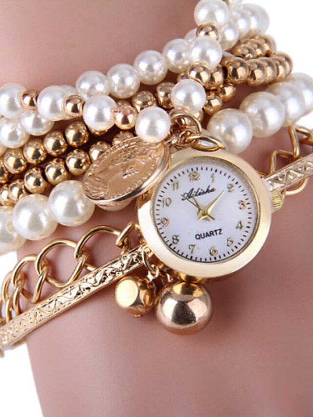  Women's Fashion Watch Bracelet Watch Quartz Silver / Gold Casual Watch Analog Pearls - Gold Silver