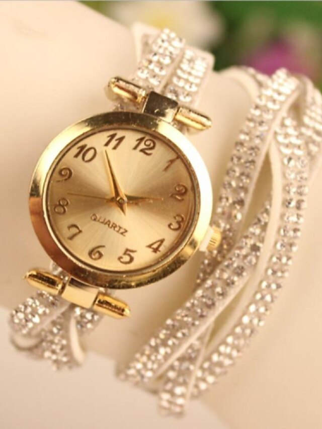  Mulheres Bracele Relógio Relógio de Moda Quartzo Relógio Casual Couro Banda Elegant Preta Branco Vermelho