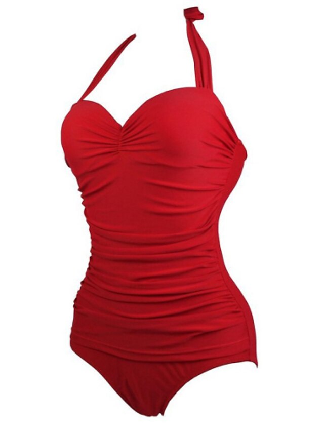  Women's Halter Neck One-piece - Solid Colored Cheeky / Wireless / Padless