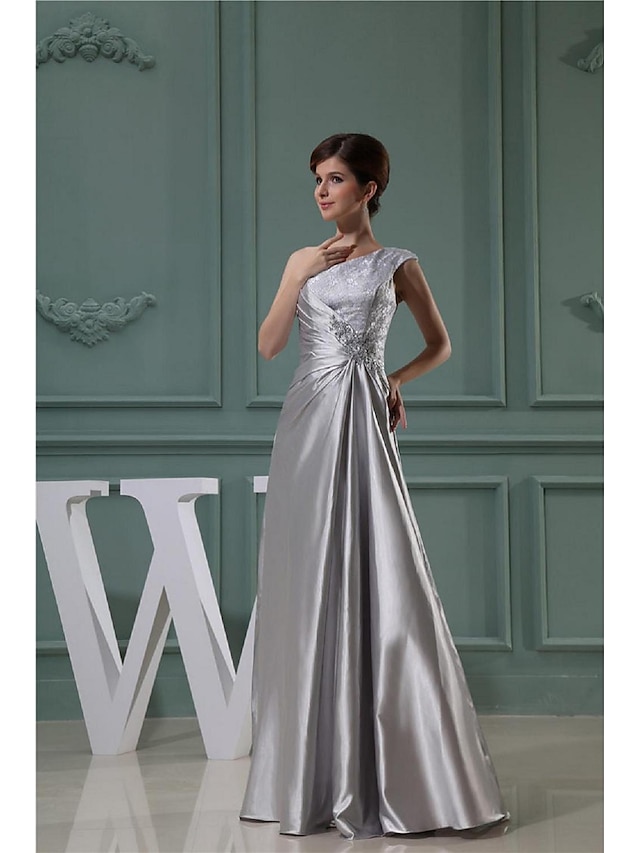  Ball Gown One Shoulder Floor Length Stretch Satin Mother of the Bride Dress with Bow(s) by LAN TING Express