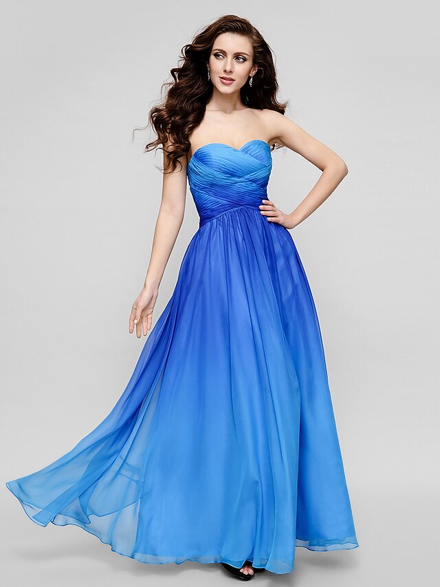  Sheath / Column Strapless Floor Length Chiffon Prom / Formal Evening Dress with Criss Cross by TS Couture® / Color Gradient