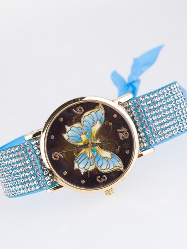  Dámské Náramkové hodinky Křemenný Černá / Bílá / Modrá imitace Diamond Analogové dámy Na běžné nošení Motýl Simulovaná hodinky Diamond Módní - Růžová Světle modrá Khaki Jeden rok Životnost baterie