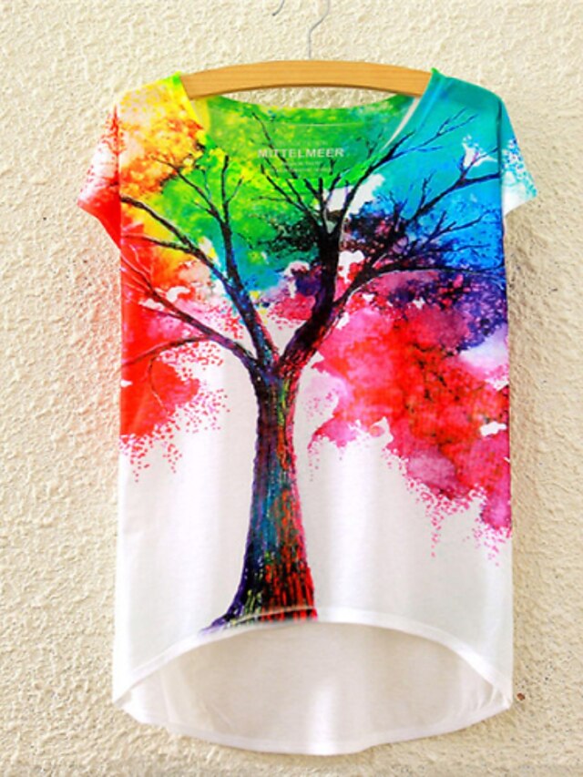  Daily Holiday Active Cotton T-shirt - Floral Flower Rainbow