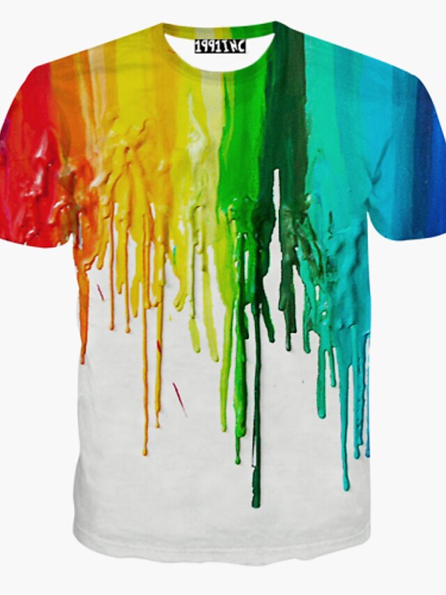  Tee-shirt Homme,Arc-en-ciel Imprimé Basique Col Arrondi Mince