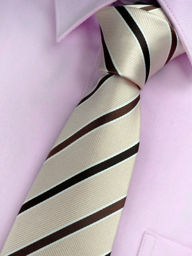  Men's Vintage / Party / Work Polyester Necktie - Striped / Yellow / All Seasons
