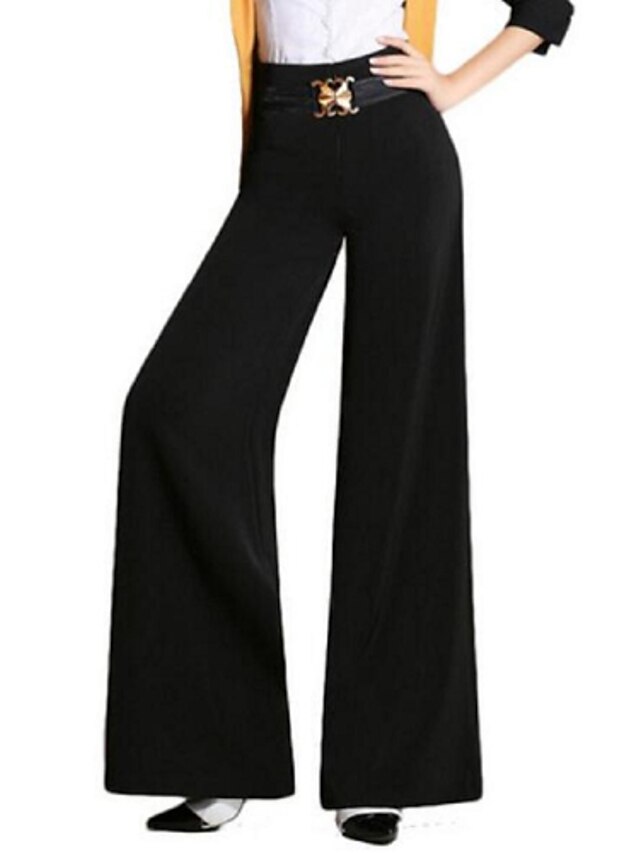  Women's High Rise Micro-elastic Business Pants,Vintage Loose Solid