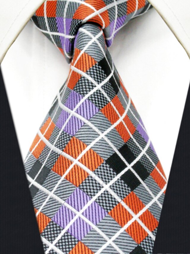  Men's Work Necktie - Rainbow / Check / Jacquard Basic