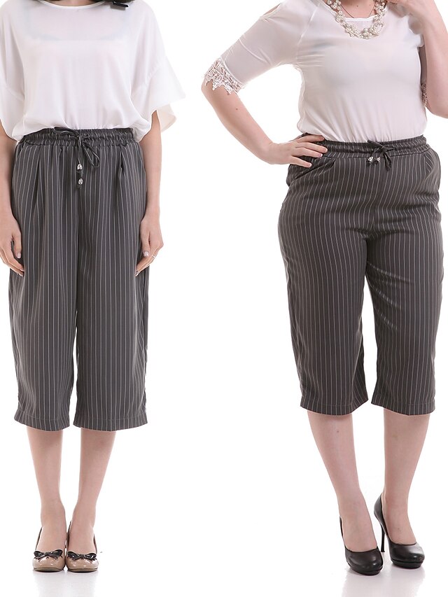  De las mujeres Pantalones Perneras anchas-Casual Rígido-Poliéster