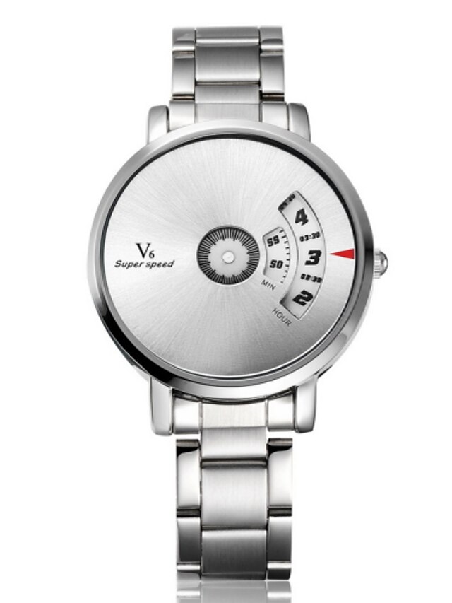  V6 Men's Wrist Watch Quartz Stainless Steel Silver Hot Sale Analog Charm Unique Creative - Black Silver