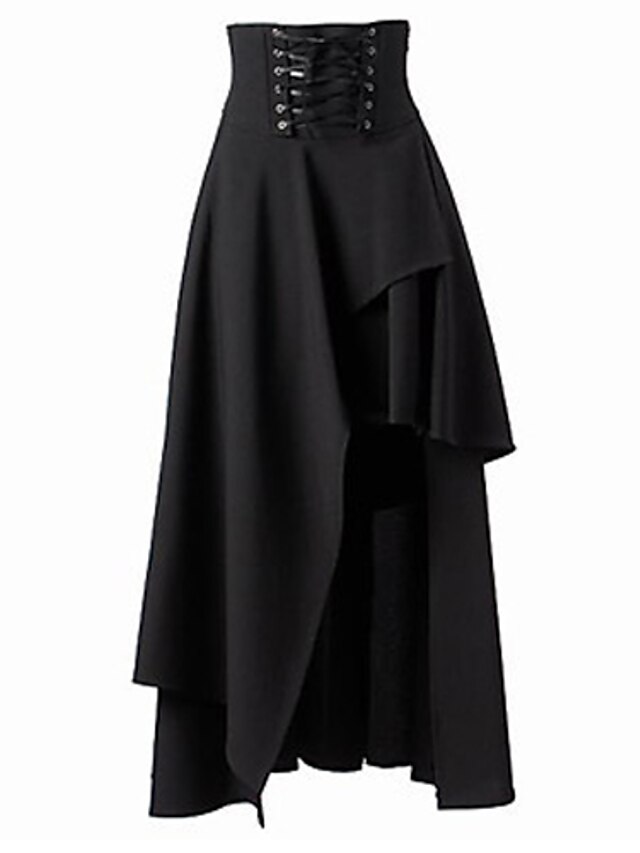  Women's Going out Street chic A Line Skirts - Solid Colored Layered / Asymmetrical / Fall
