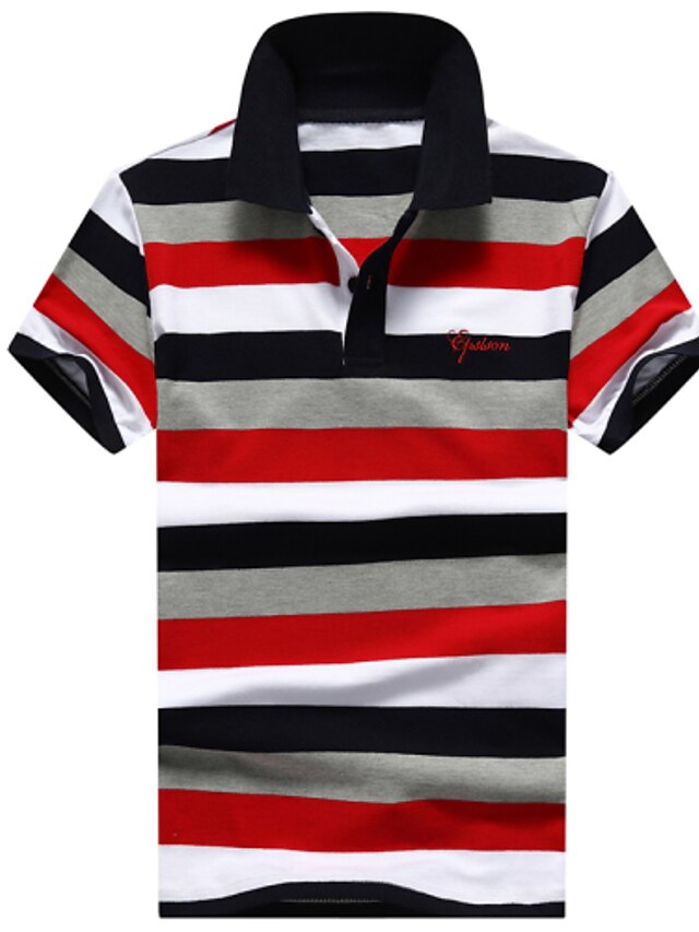  Men's Sports Active Polo - Striped Classic / Stylish Shirt Collar / Short Sleeve