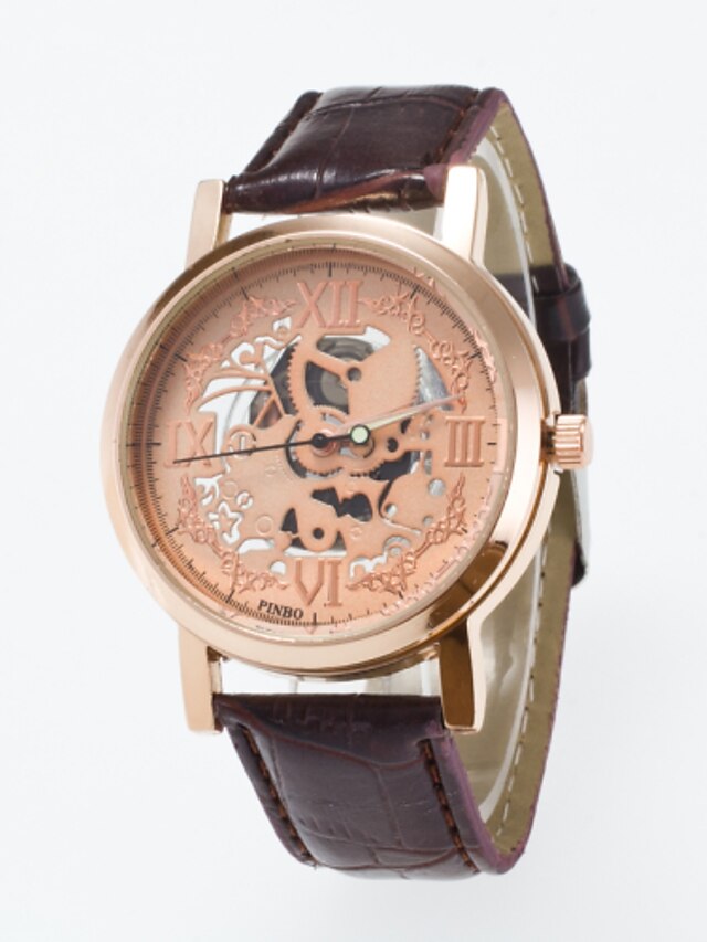  Heren Skeleton horloge Polshorloge Kwarts / PU Band Vrijetijdsschoenen Zwart Bruin