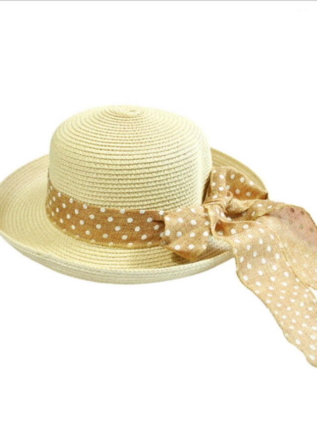  Unisex Vintage Party Work Linen Bowler / Cloche Hat Straw Hat Spring Summer Beige Cream Light Brown / Cute / Hat & Cap
