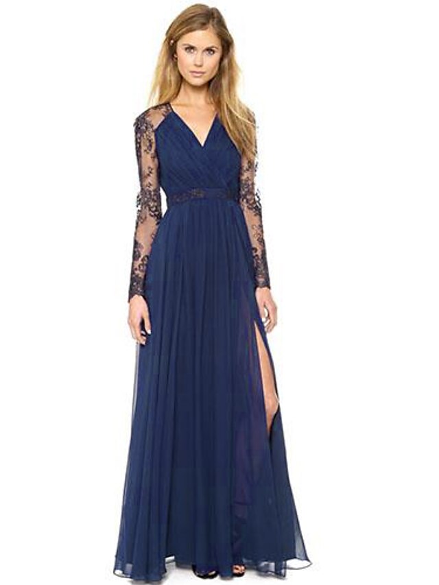  Women's Going out Maxi Dress - Solid Colored Summer Navy Blue