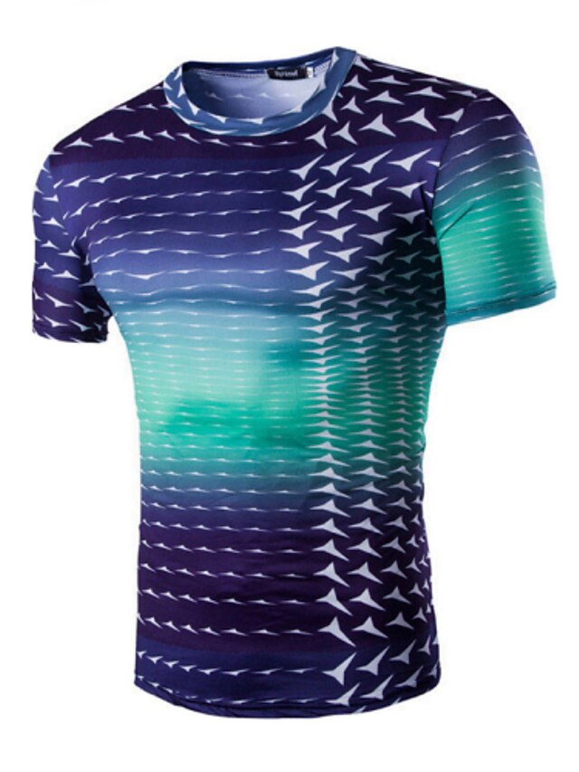  Hombre Deportes Estampado - Algodón Camiseta Delgado Geométrico / 3D Marrón L / Manga Corta