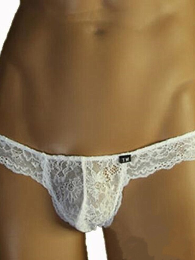  Men's Briefs Underwear Solid Colored Lace Erotic White Black M L XL