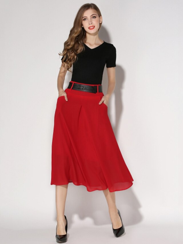  Women's Street chic A Line Skirts - Solid Colored