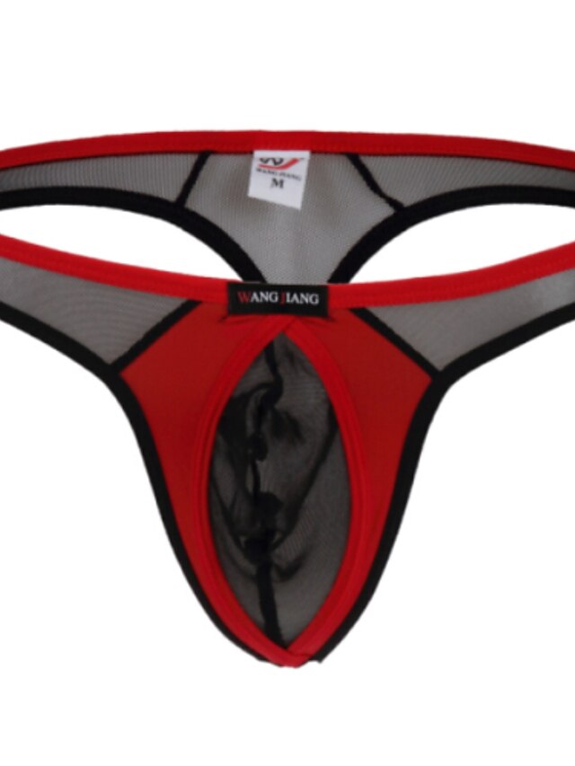  Herre G-streng undertøj Undertøj Chic og moderne Vintage Stil Ensfarvet Nylon Net Naturlig erotisk Sort Rød Blå S M L / Syntetisk silke