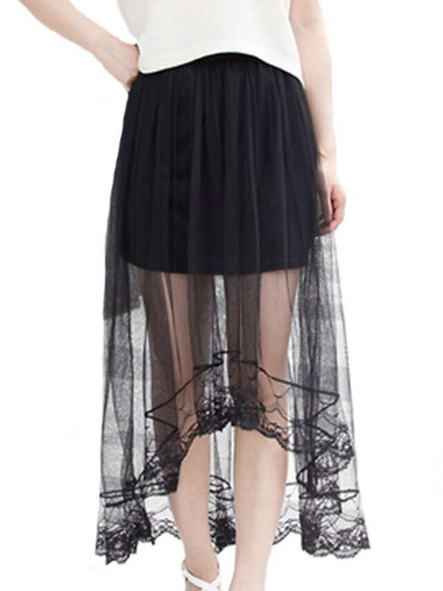 Women's Going out Asymmetrical Skirts,Sexy Vintage A Line Tulle Solid Summer