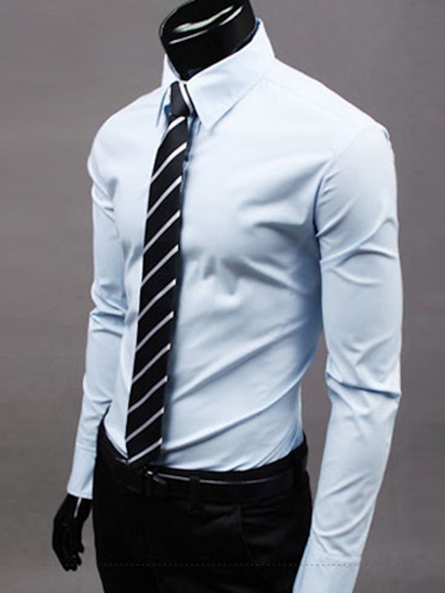  мужская рубашка классическая рубашка однотонный классический воротник винно-белый черный зеленый серый длинный рукав большие размеры на каждый день для работы простой тонкий топы деловой / весна /
