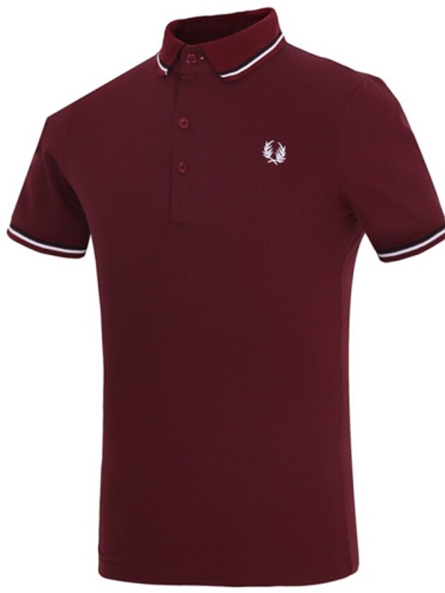  Men's Golf Shirt Collar Wine Purple Short Sleeve Formal Daily Print Tops Cotton