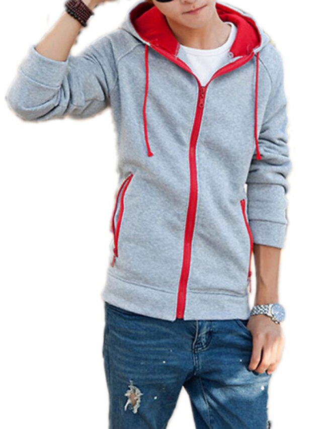 Men's Hoodie Solid Colored Sports - Long Sleeve Black Gray