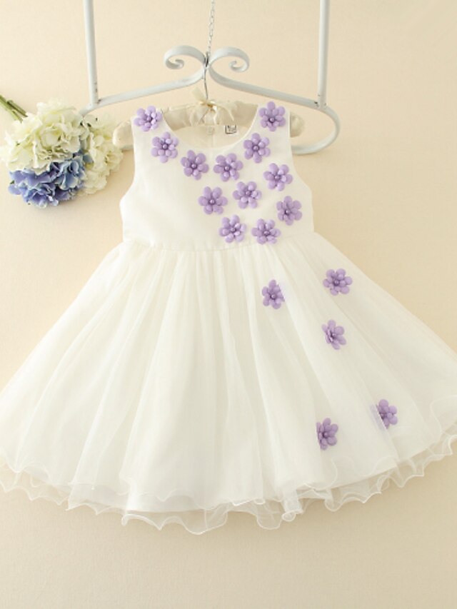  A-Line Short / Mini Flower Girl Dress - Tulle Sleeveless Jewel Neck with Bow(s) / Sash / Ribbon / Flower by