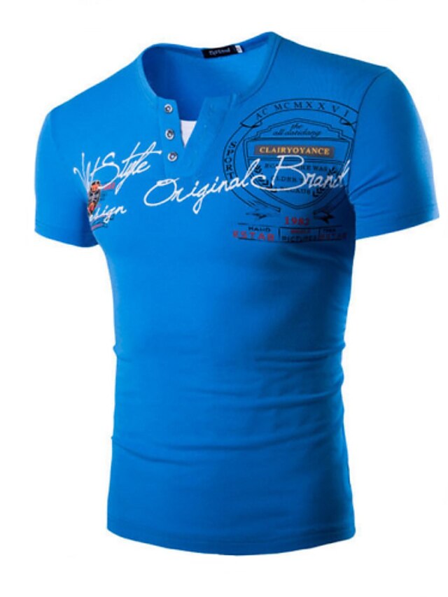  Hombre Camiseta Letra Escote Redondo Blanco Negro Verde Naranja Rojo Manga Corta Diario Deportes Estampado Delgado Tops Algodón Activo / Verano / Verano