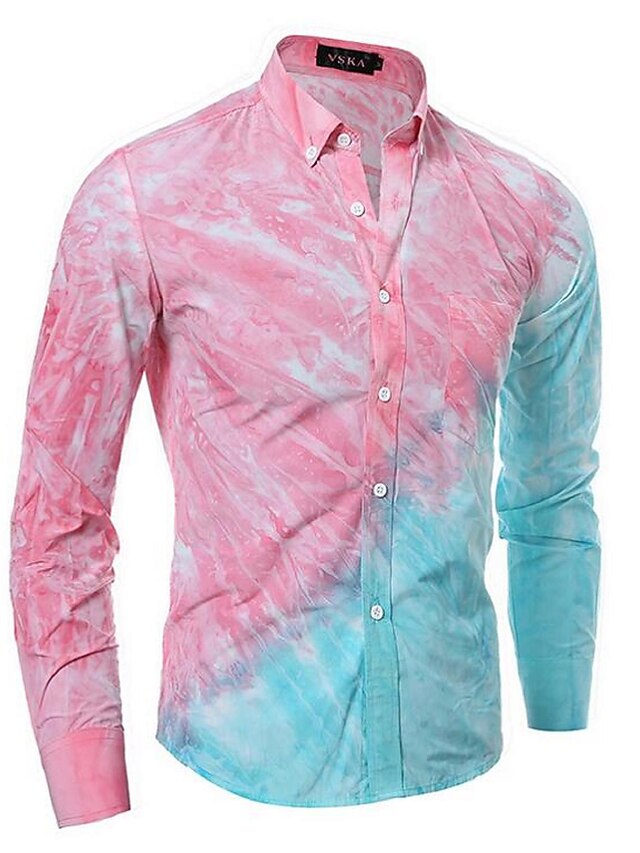  Per uomo Monocolore Camicia - Cotone Casual Ufficio Giallo / Rosa / Manica lunga
