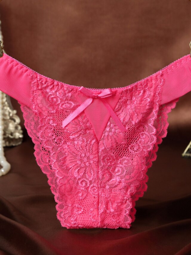  Dame G-streng og tanga Ultrasexet trusse Mønstret Polyester Nylon Blondelukning Beige Mørkeblå Lilla Rosa Rød