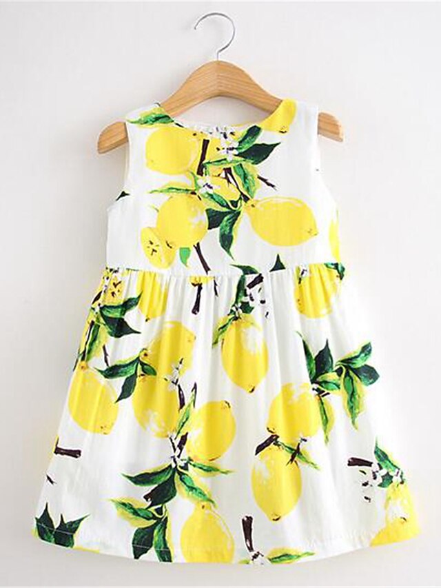  קטן בנות שמלה פרחוני יומי צהוב כותנה ללא שרוולים פרחוני שמלות קיץ
