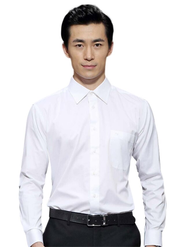  sete Brand® Masculino Colarinho de Camisa Manga Comprida Shirt & Blusa Branco-703A3B5280