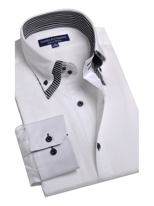  Hombre Color sólido Estilo clásico Camisa Clásico Blanco
