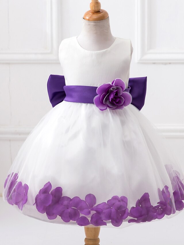  Robe Fille de Sortie Imprimé Polyester Printemps Eté Automne Sans Manches Fleur Argent Violet Jaune Bleu Rose