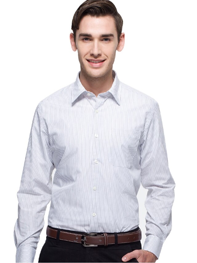  JamesEarl Men's Shirt Collar Long Sleeve Shirt & Blouse White - MC1ZC000126
