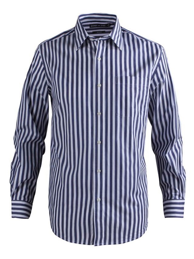  JamesEarl Men's Shirt Collar Long Sleeve Shirt & Blouse Blue - MC1ZC001667