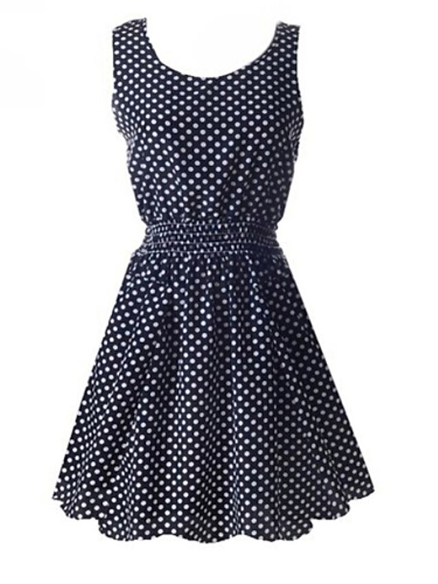 Women's Vintage A Line Dress - Polka Dot Pleated / Summer