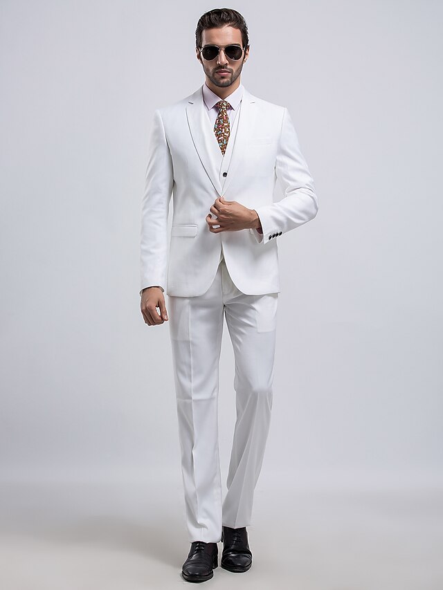  White Serge Slim Fit Three-Piece Suit