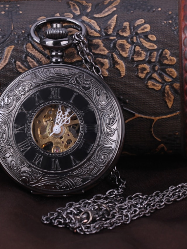  Men's Pocket Watch Mechanical Watch Analog Automatic self-winding Luxury Hollow Engraving / Steampunk
