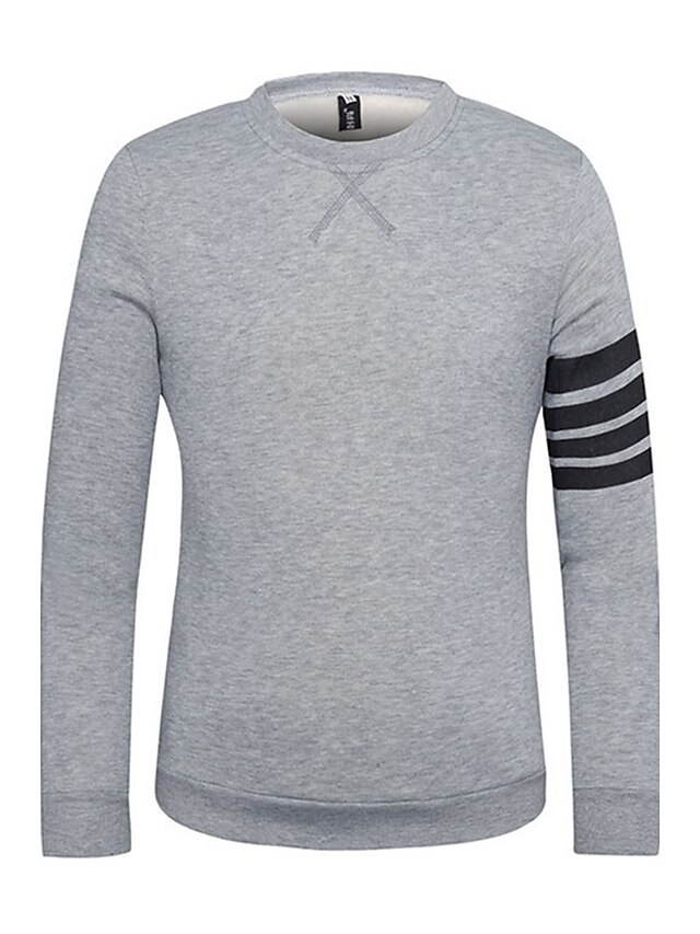  Men's Sweatshirt Striped Long Sleeve Navy Blue Gray M L XL XXL