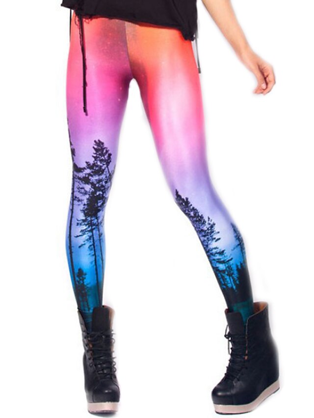  Damen Polyester Galaxis Bedruckt Legging,Einheitsgröße passend für S bis M, bitte beachten Sie die untenstehende Größentabelle. Dieser