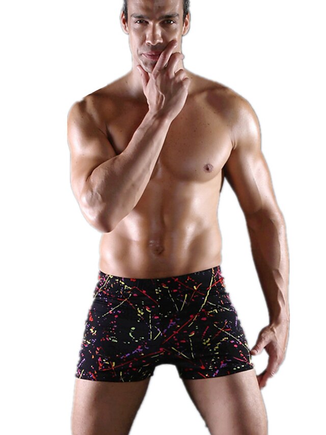  Men's Floral Swim Trunk Bottoms Swimwear Swimsuit - Geometic Print L XL XXL Red / 1 Piece