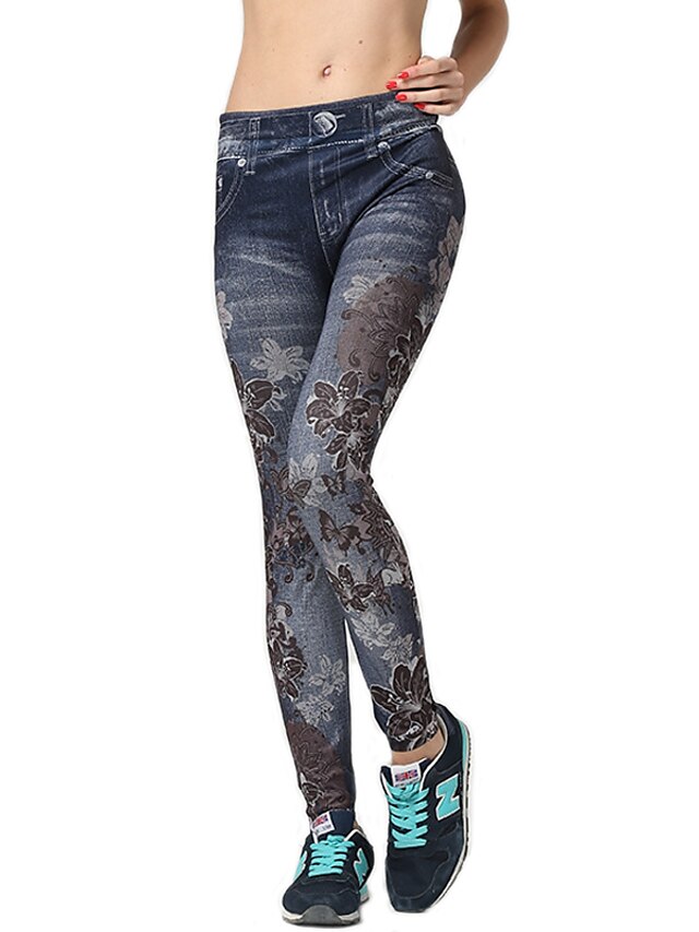  Damen Legging - Bedruckt / Jeans Polyester / Elasthan Medium