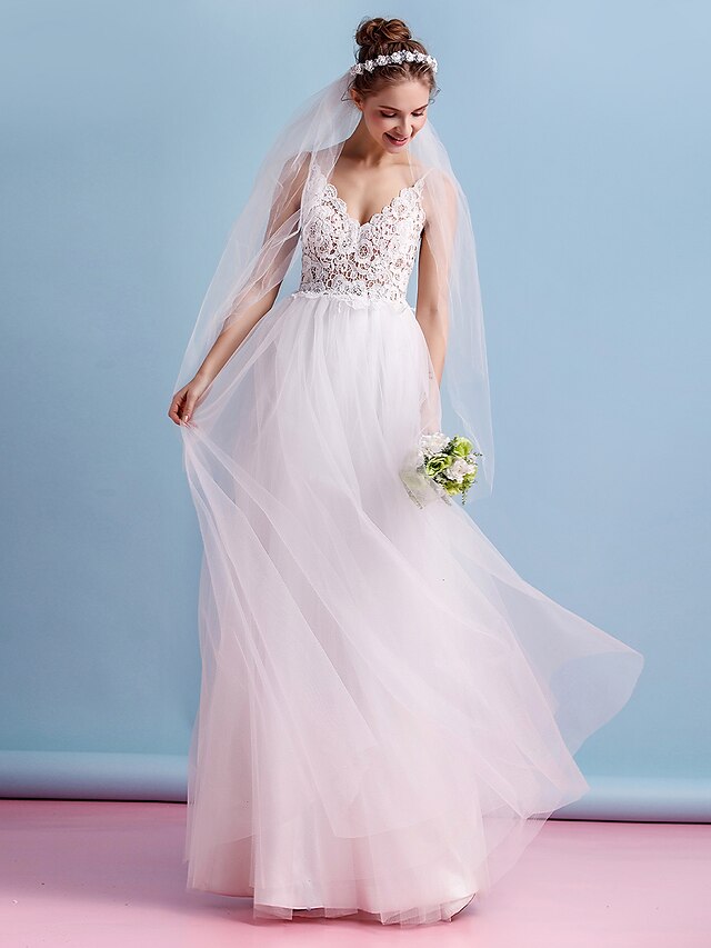  Abiti da sposa Linea-A Corpetti A V Canotta Lungo Tulle Abiti da sposa Con Di pizzo Estate 2023 Festa di matrimonio, abbigliamento femminile