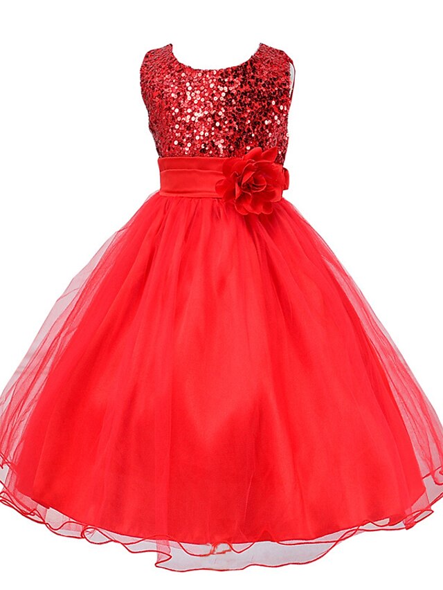  Little Girls' Dress Red Black Sleeveless Lace Dresses Summer 6-12 Y