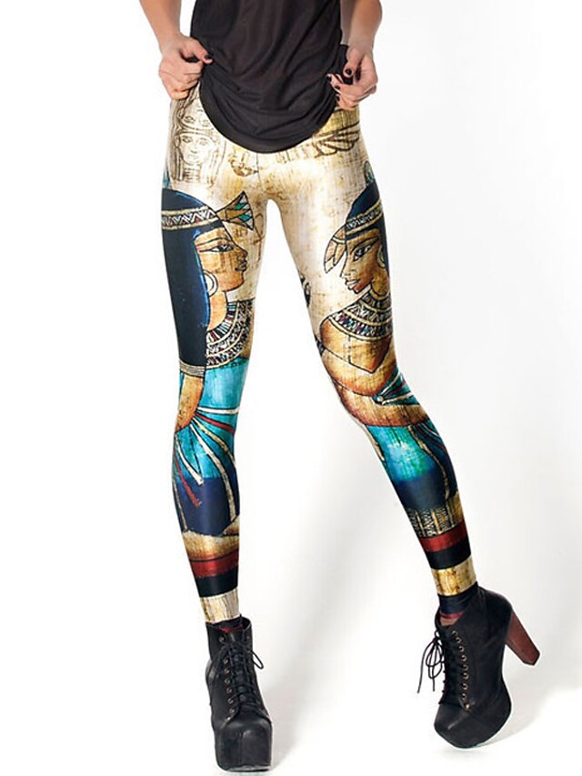  Femme Sportif Legging Galaxie Imprimé Taille médiale Beige S M L / Slim