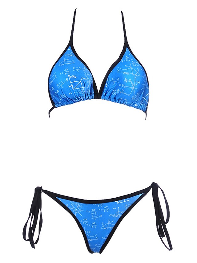  Damen Sport Halter Blau Bikinis Bademode Badeanzug - Druck Blau