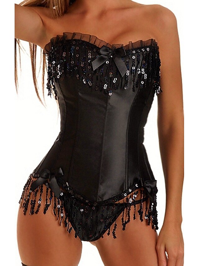  Lacet Grande Taille / Serre Taille / Corset - Couleur Pleine Femme Noir S M L