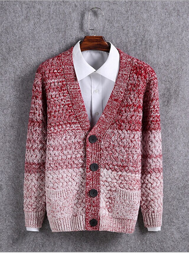  Homme Manches Longues Cardigan - Couleur Pleine