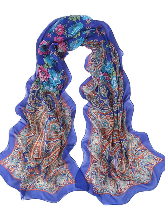 Women's Party / Casual / Vintage Chiffon Rectangle Scarf Print / Cute / Summer / Multi-color / All Seasons